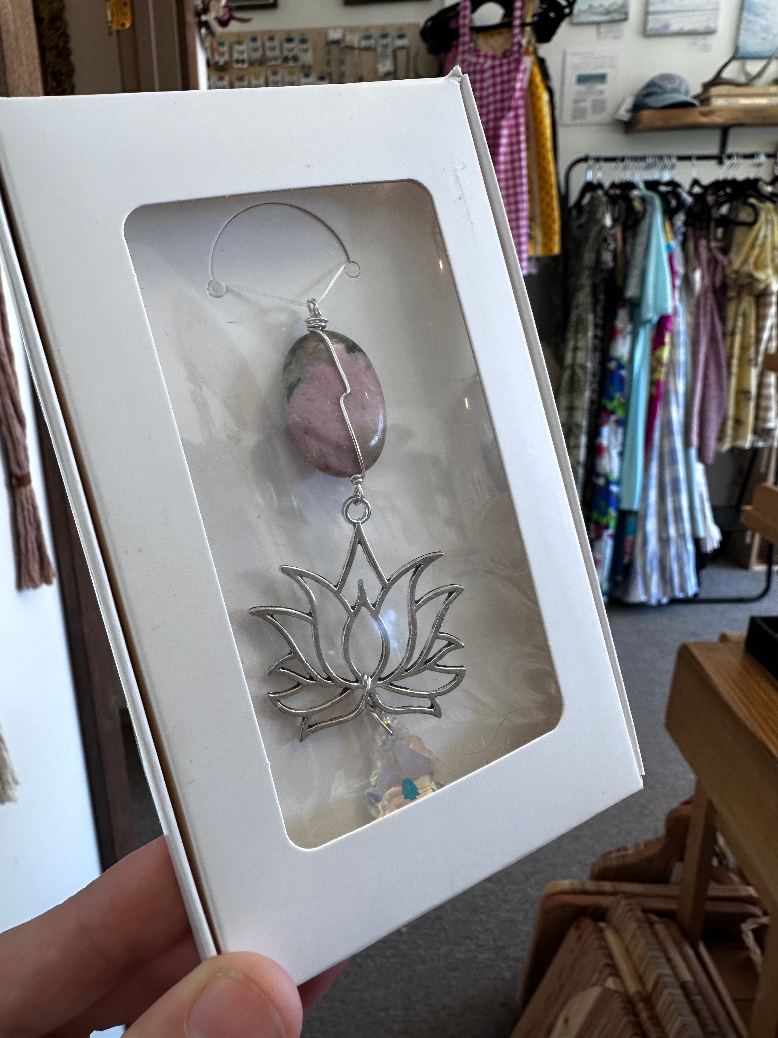 Rhodonite Lotus Sun Catcher