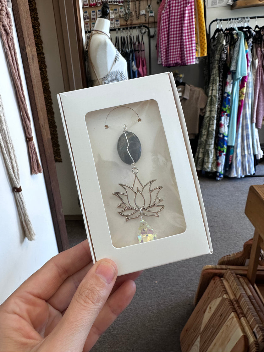 Silver Labradorite Lotus Sun Catcher