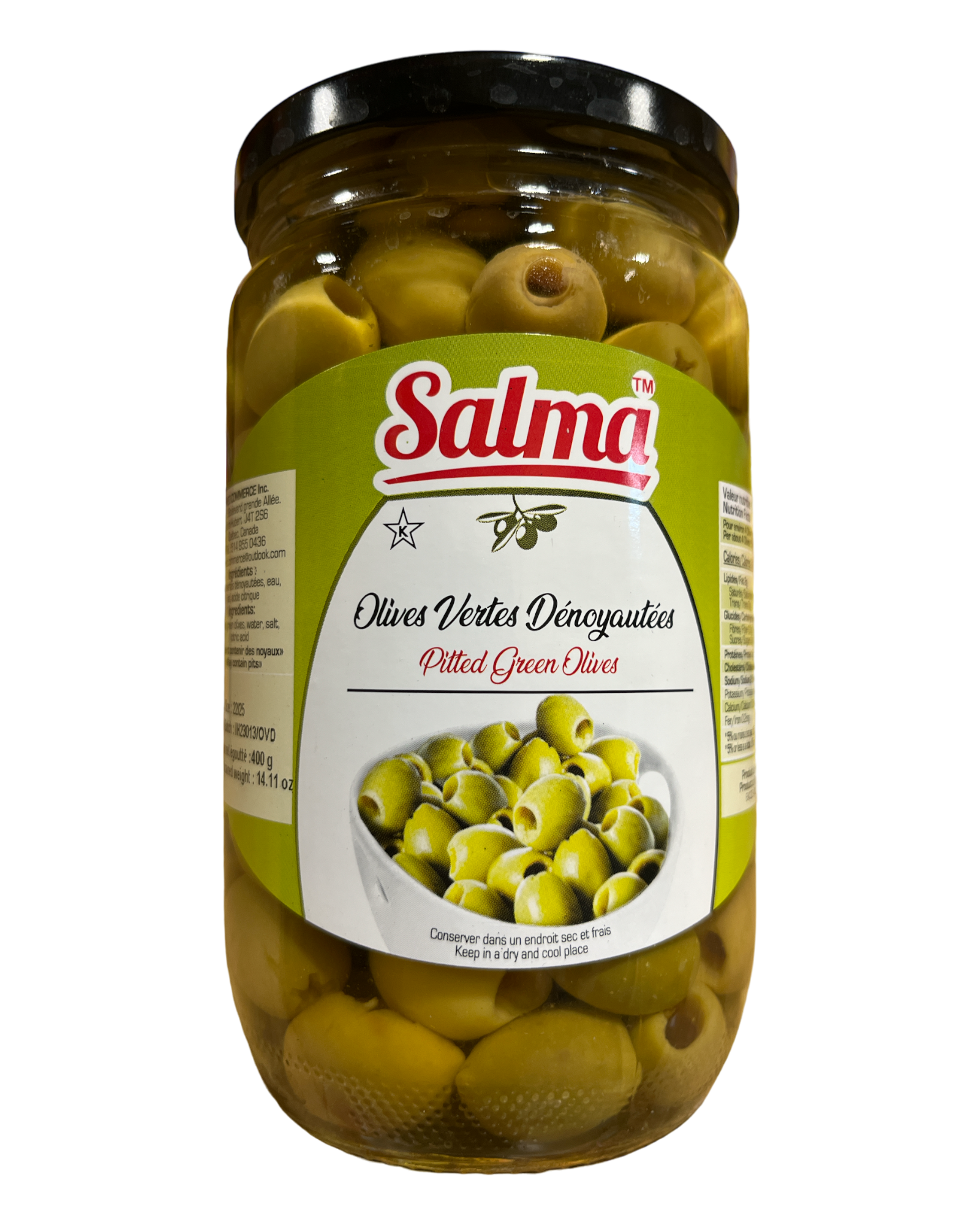Salma Pitted Green Olives 400g Net