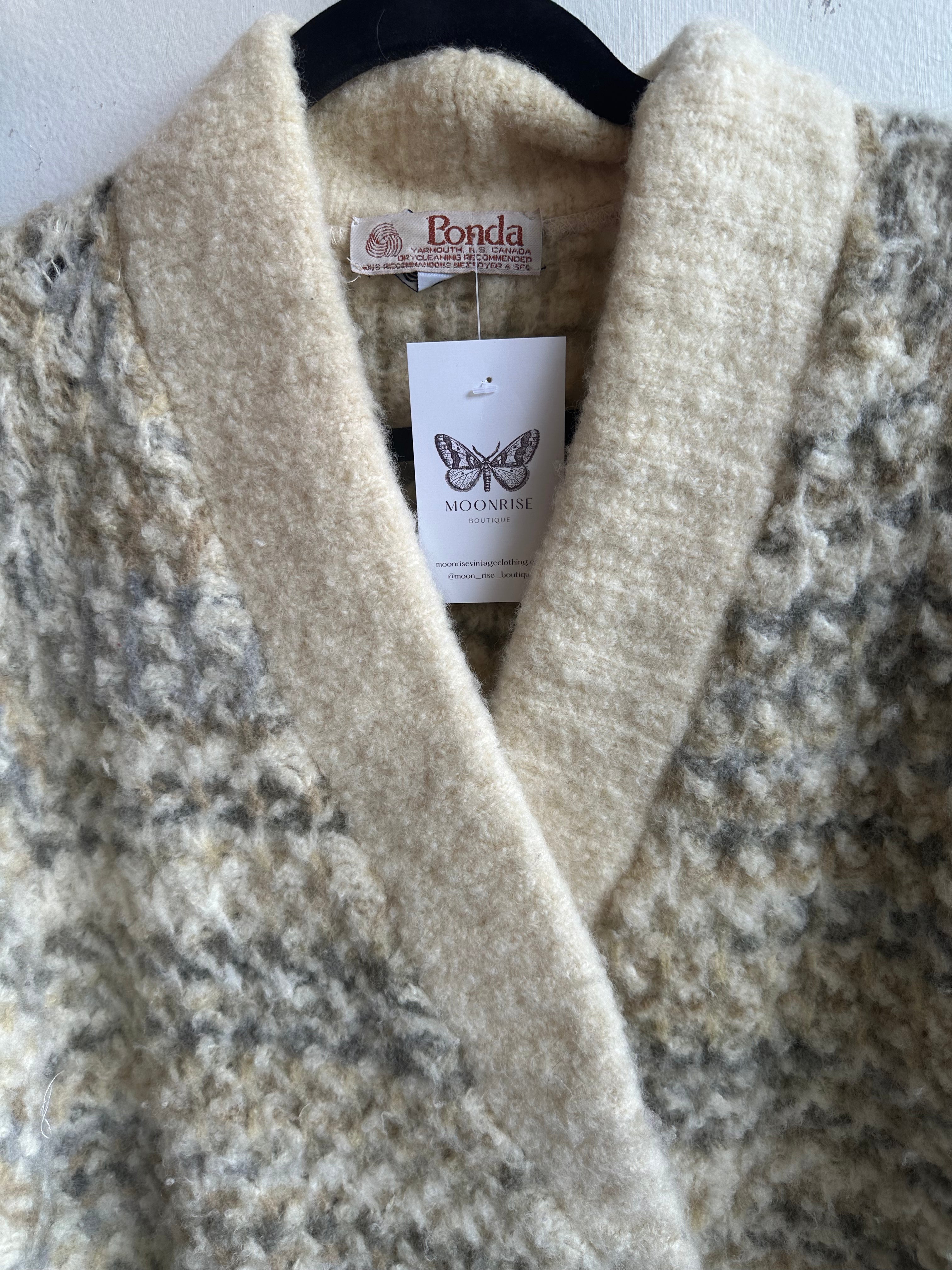 Vintage 70s Wool Blend Double-Breasted Sweater Jacket | Size Large
