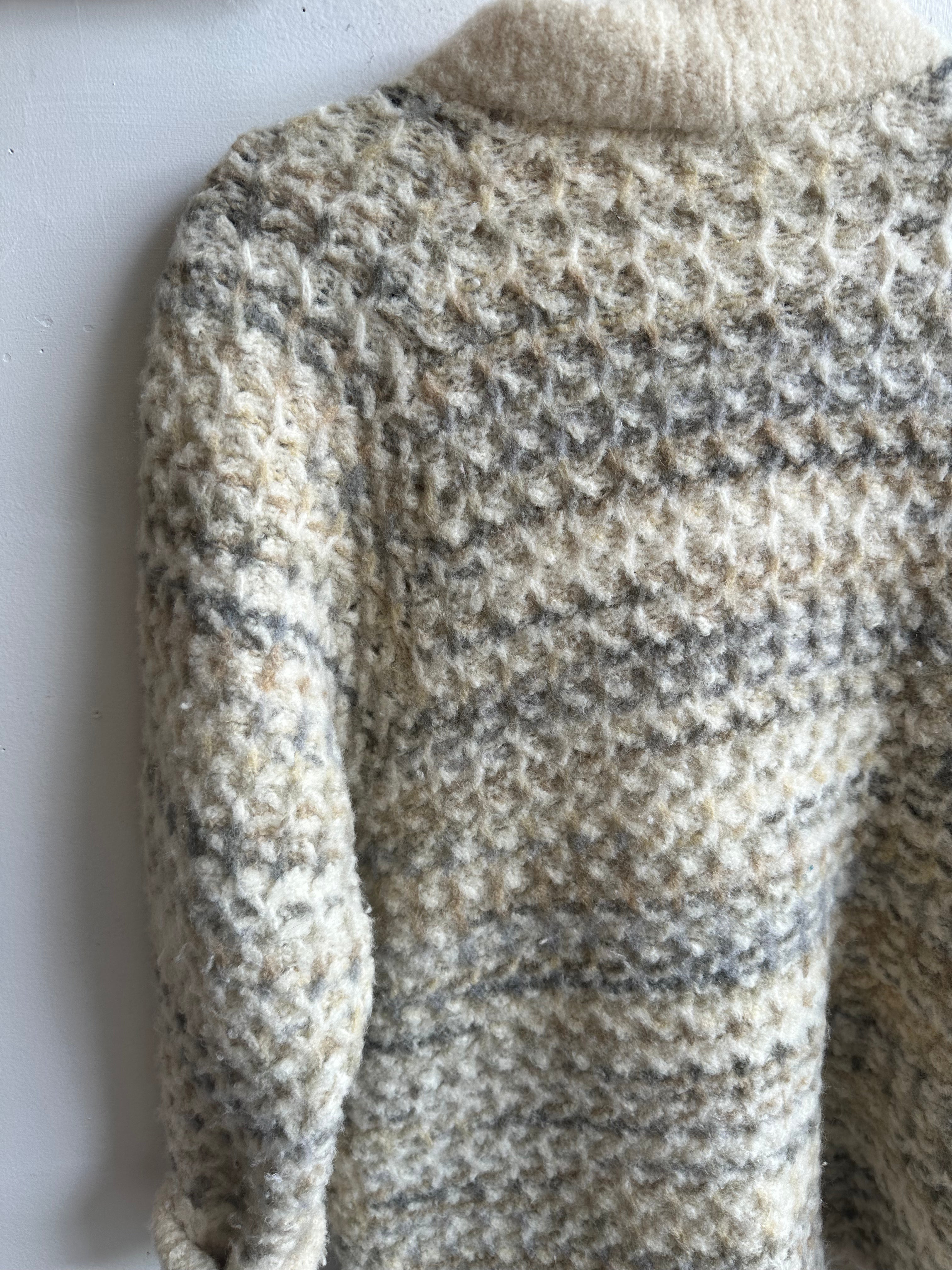 Vintage 70s Wool Blend Double-Breasted Sweater Jacket | Size Large