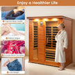 Costway- 2025 Model- 3 Person Infrared Sauna, Canadian Red Cedar Wood Far Infrared Sauna Room with 10 Carbon Heaters, Bluetooth Speakers, Reading Light, Indoor Personal Spa for Home Gym Relaxation-  Low EMF