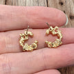 Crescent Bloom Stud Earrings – Floral Halo Design - Sparkle