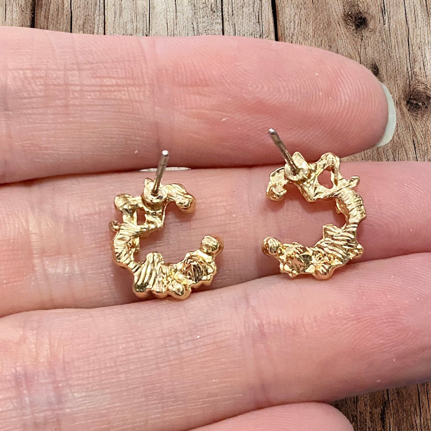 Crescent Bloom Stud Earrings – Floral Halo Design - Sparkle