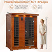 Costway- 2025 Model- 3 Person Infrared Sauna, Canadian Red Cedar Wood Far Infrared Sauna Room with 10 Carbon Heaters, Bluetooth Speakers, Reading Light, Indoor Personal Spa for Home Gym Relaxation-  Low EMF