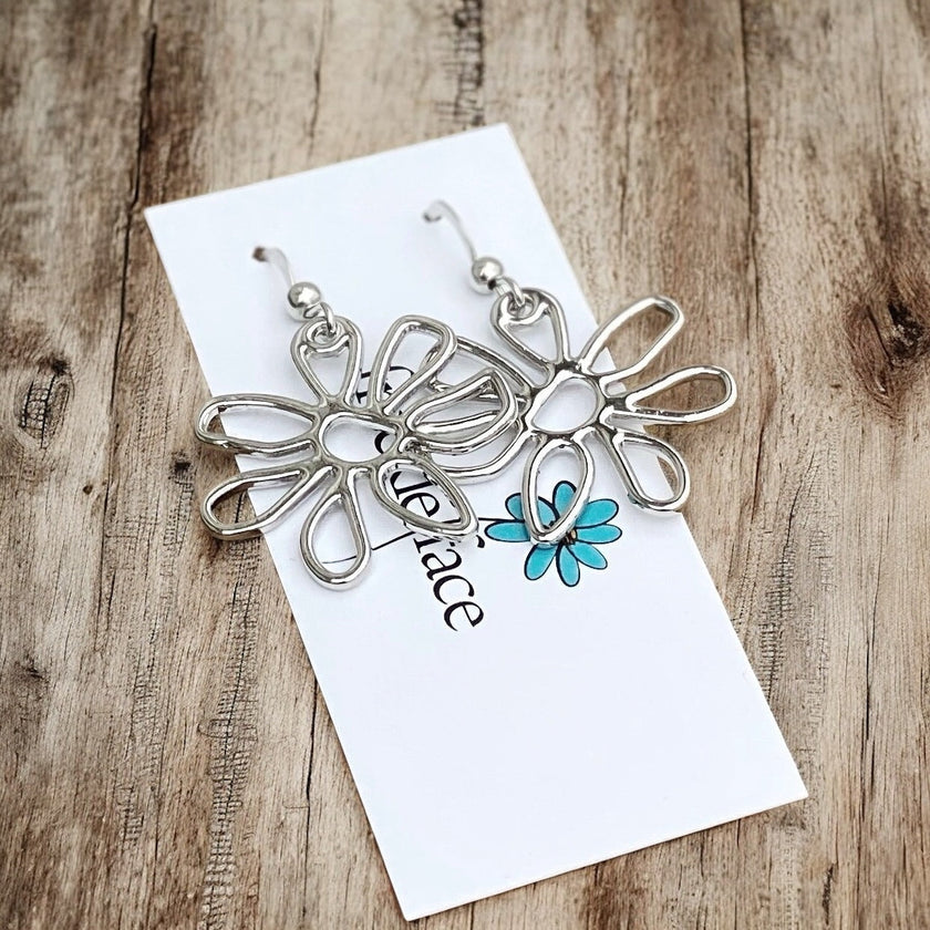 Abstract Flower Earrings – Lightweight Statement Hook Earrings