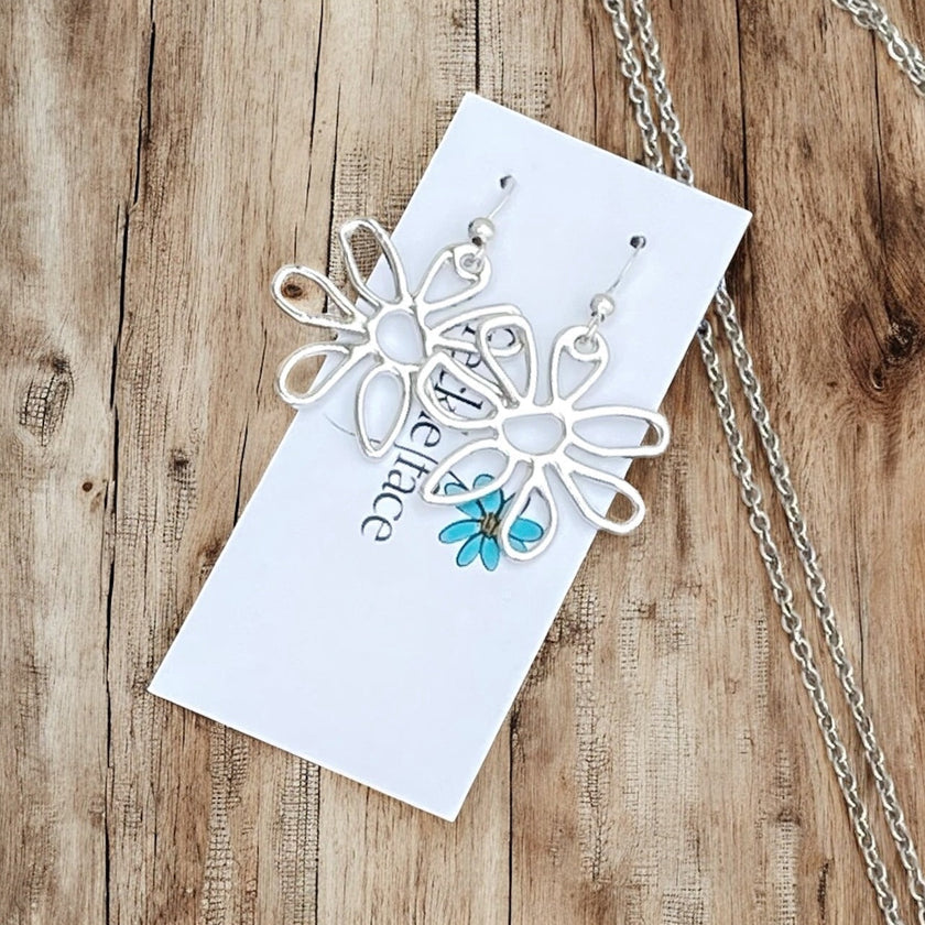 Abstract Flower Earrings – Lightweight Statement Hook Earrings