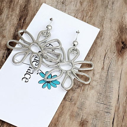 Abstract Flower Earrings – Lightweight Statement Hook Earrings