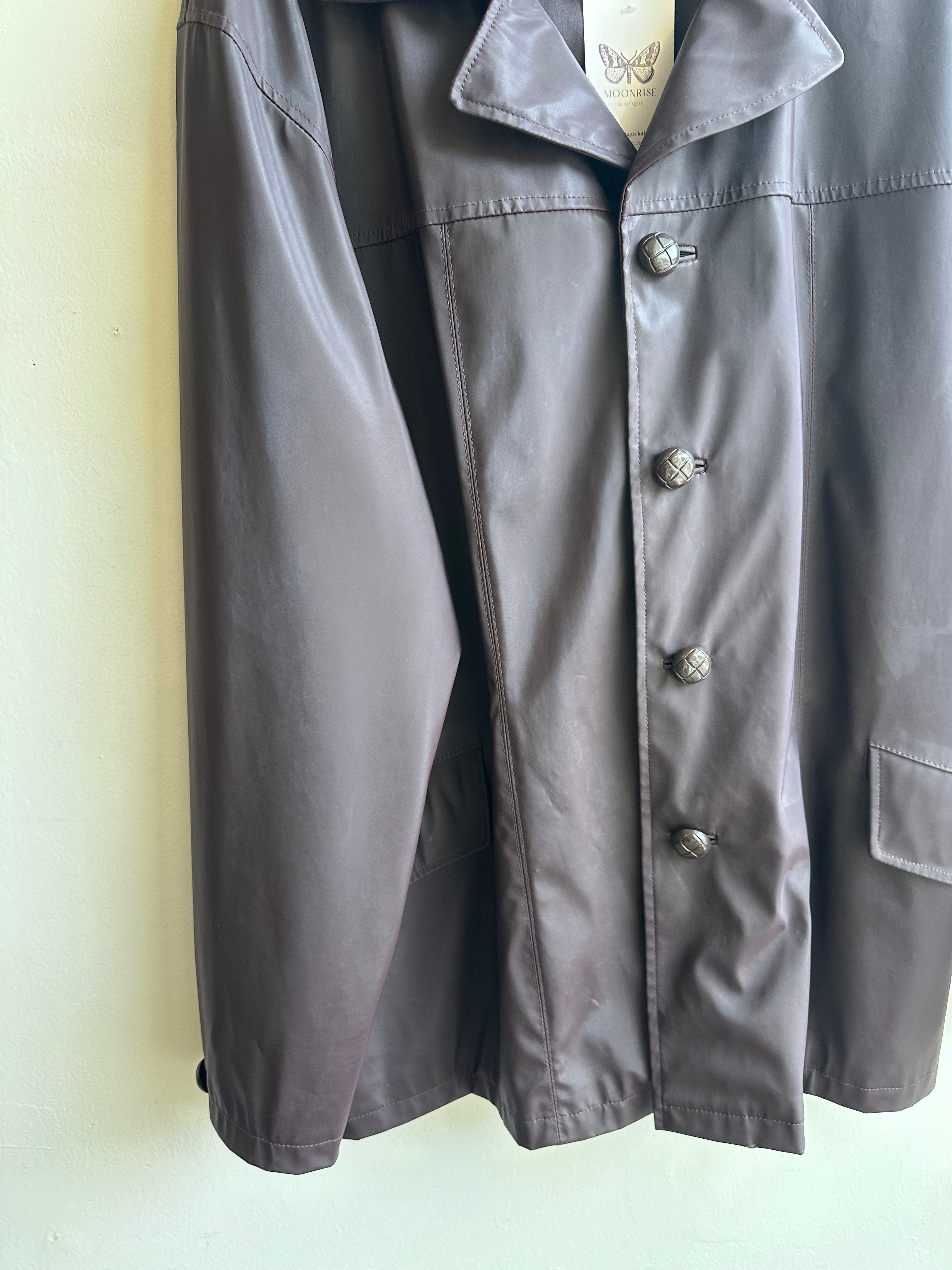 Vintage Mecca Chocolate Brown Faux Leather Jacket – 90s Streetwear | Size XL