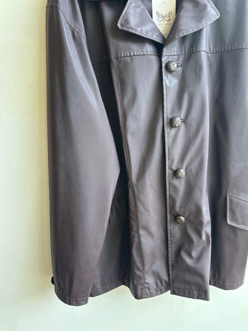 Vintage Mecca Chocolate Brown Faux Leather Jacket – 90s Streetwear | Size XL