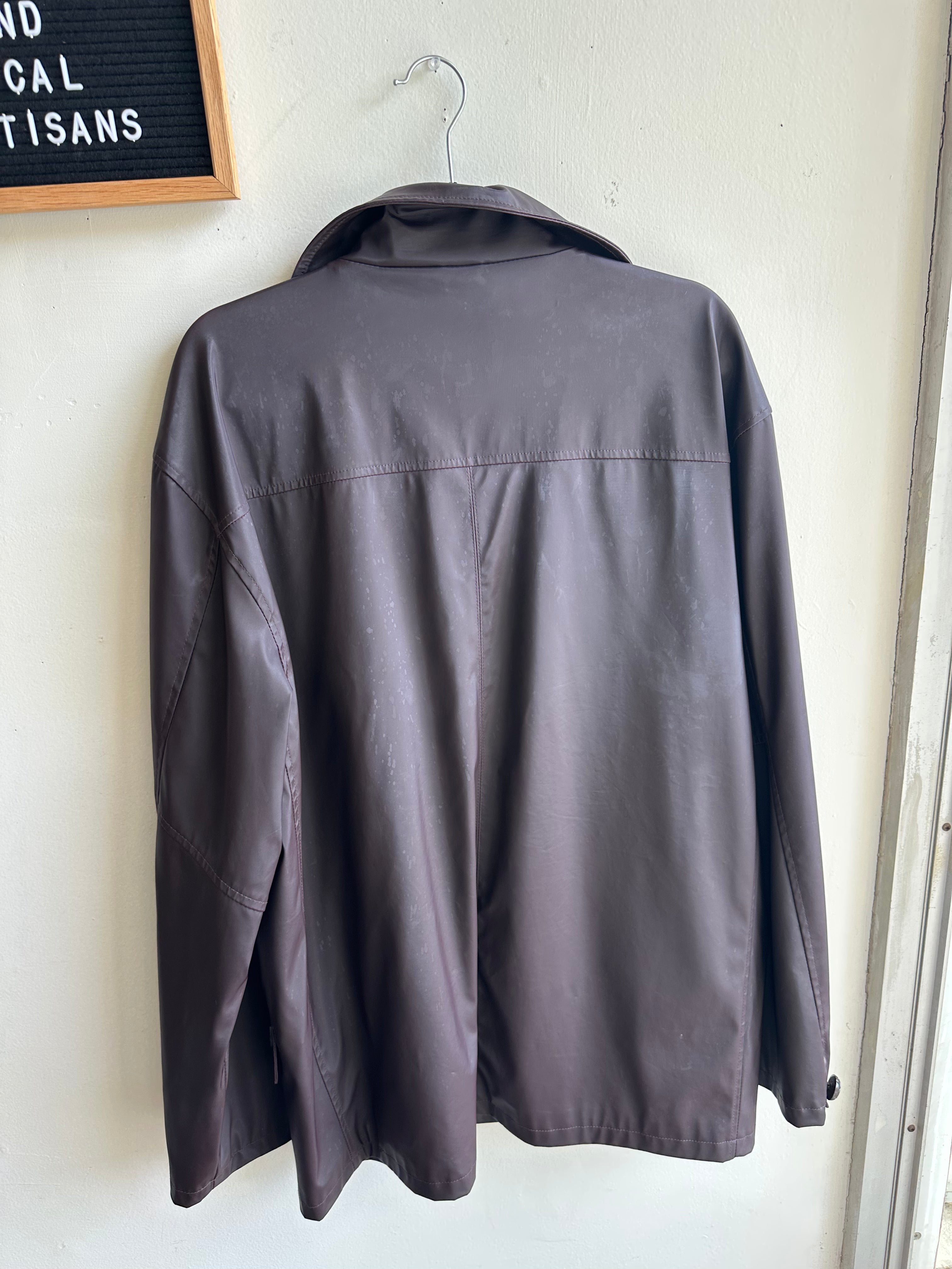 Vintage Mecca Chocolate Brown Faux Leather Jacket – 90s Streetwear | Size XL