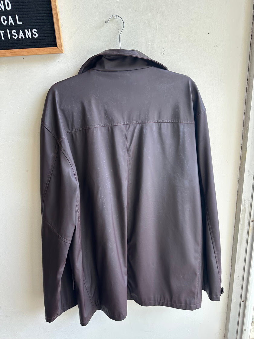 Vintage Mecca Chocolate Brown Faux Leather Jacket – 90s Streetwear | Size XL