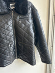 Vintage Marco Quilted Black Faux Leather Jacket with Faux Fur Collar | Size Medium