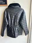 Vintage Marco Quilted Black Faux Leather Jacket with Faux Fur Collar | Size Medium