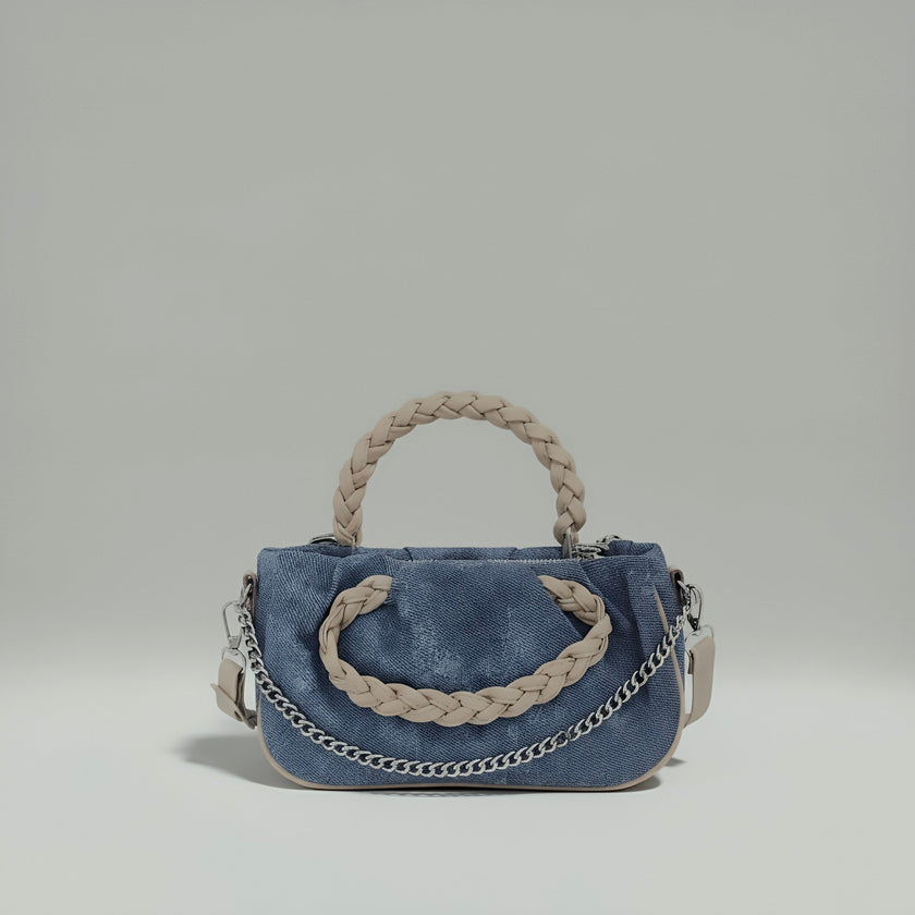 AVA - Denim crossbody chain detailed bag