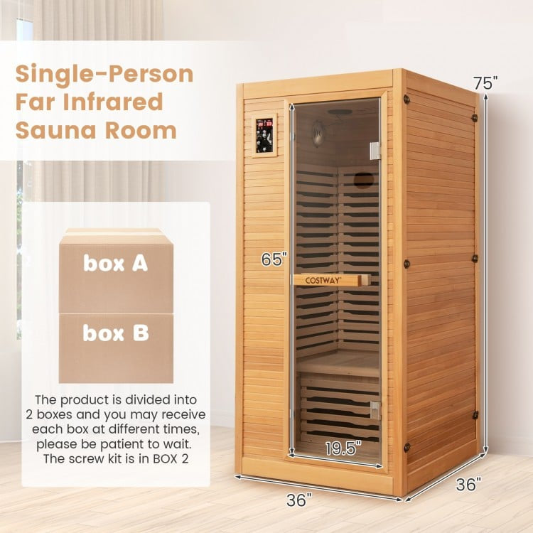 PREORDER MAY-Mega Sale-Costway Premium 1 Person 3D Infrared Sauna With Chromotherapy , Bluetooth Speakers and Low EMF, JV11410US, NO DISCOUNT CODE ALLOWED!