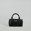 LIA - Elegant Round Mini Leather Bag with Long Strap, barrel bag - Gray & Black