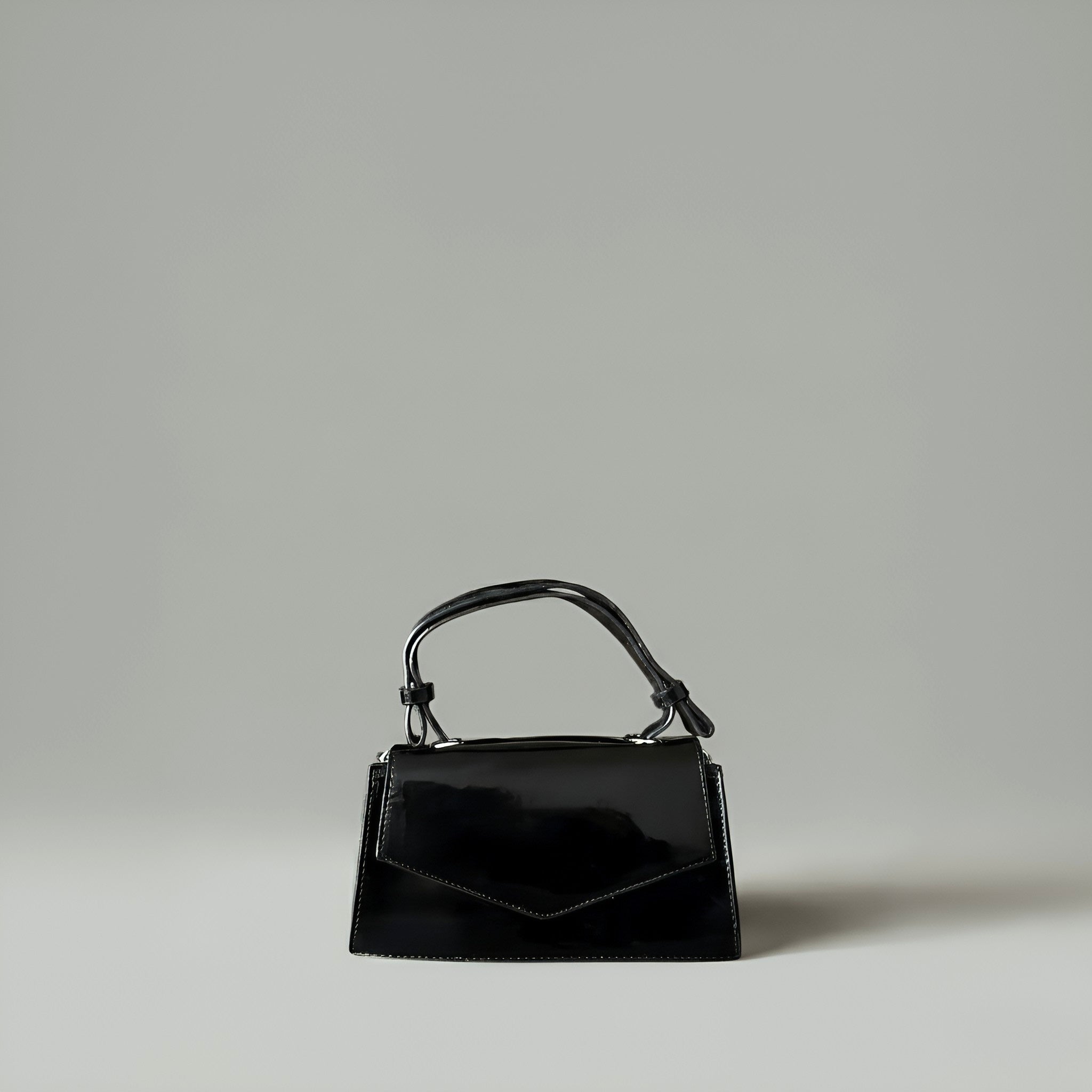 CHERRY - Glossy Chic Mini Leather Crossbody Bag - Cherry Red & Black