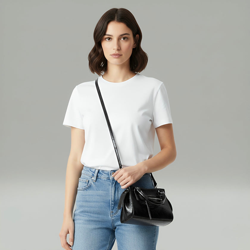 NOIR - Compact Vegan Leather Mini Canvas Bag