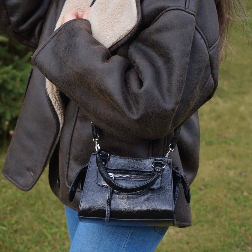 NOIR - Compact Vegan Leather Mini Canvas Bag