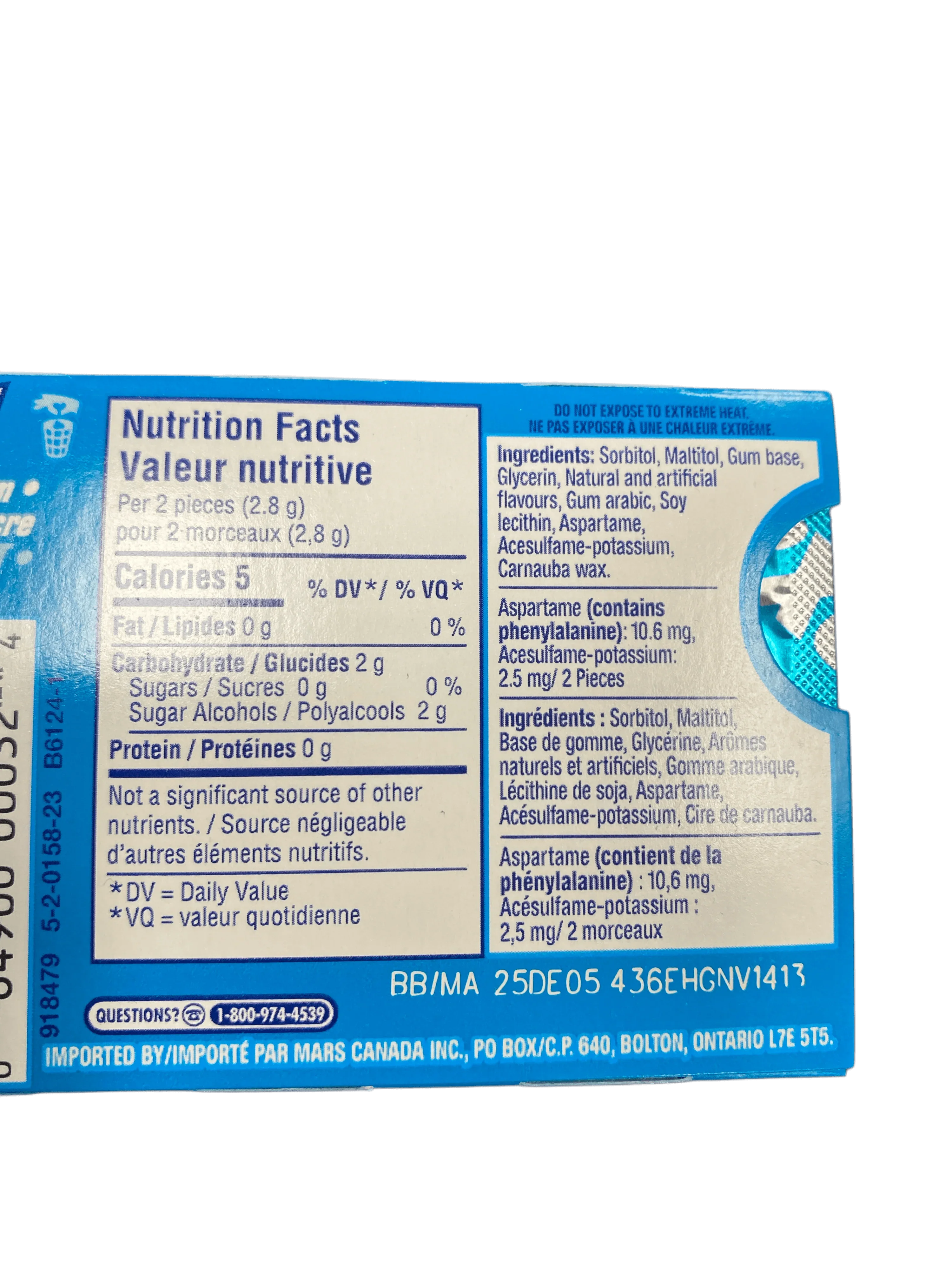 Excel Peppermint Gum 12 Pieces - Canadian Edition