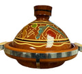 TAYEB Tagine Pot Conical Decirated with Metal Belt & wood hand 25cm