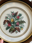 Vintage Round Framed Floral Embroidery Wall Art