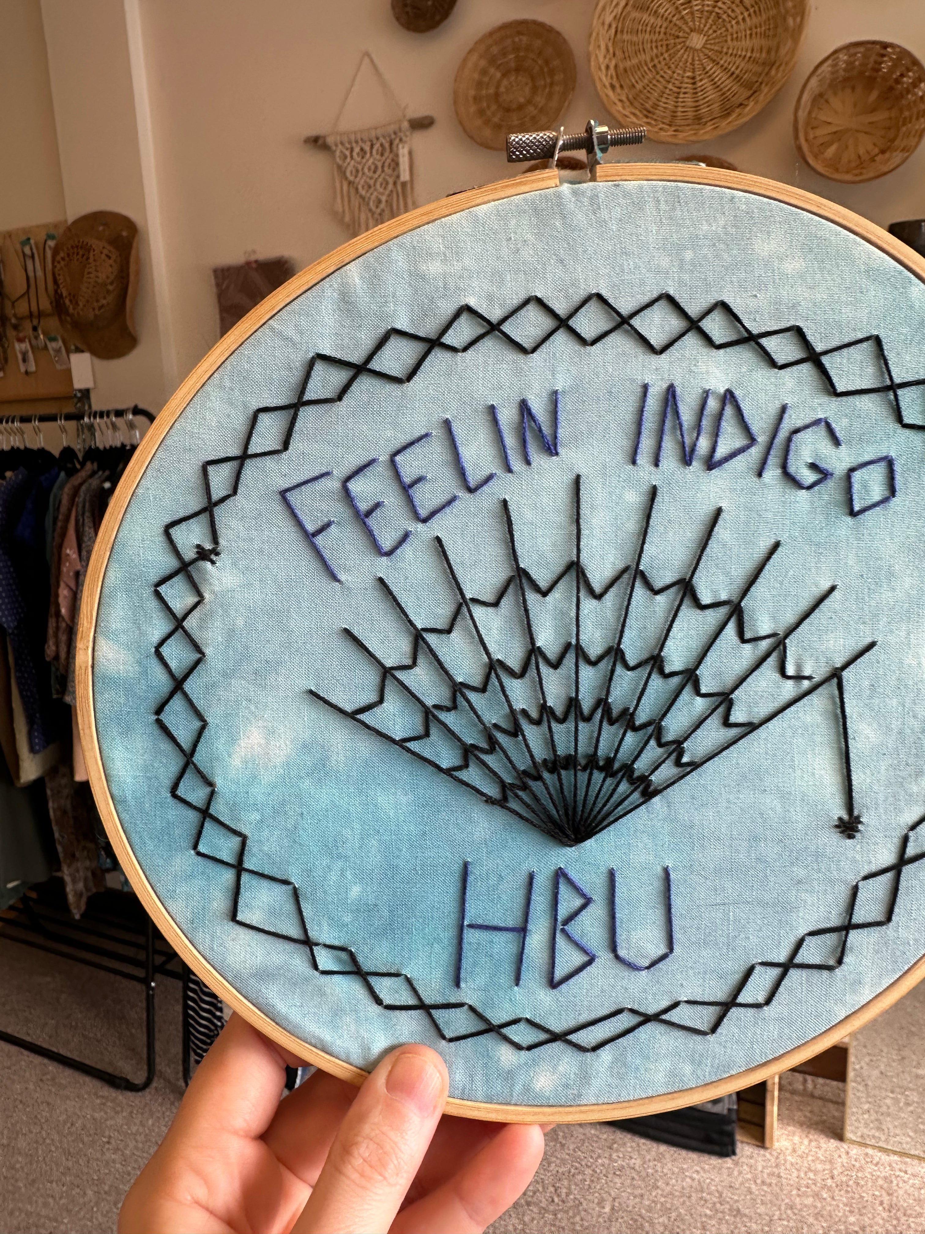 Handmade Embroidered Indigo Wall Art
