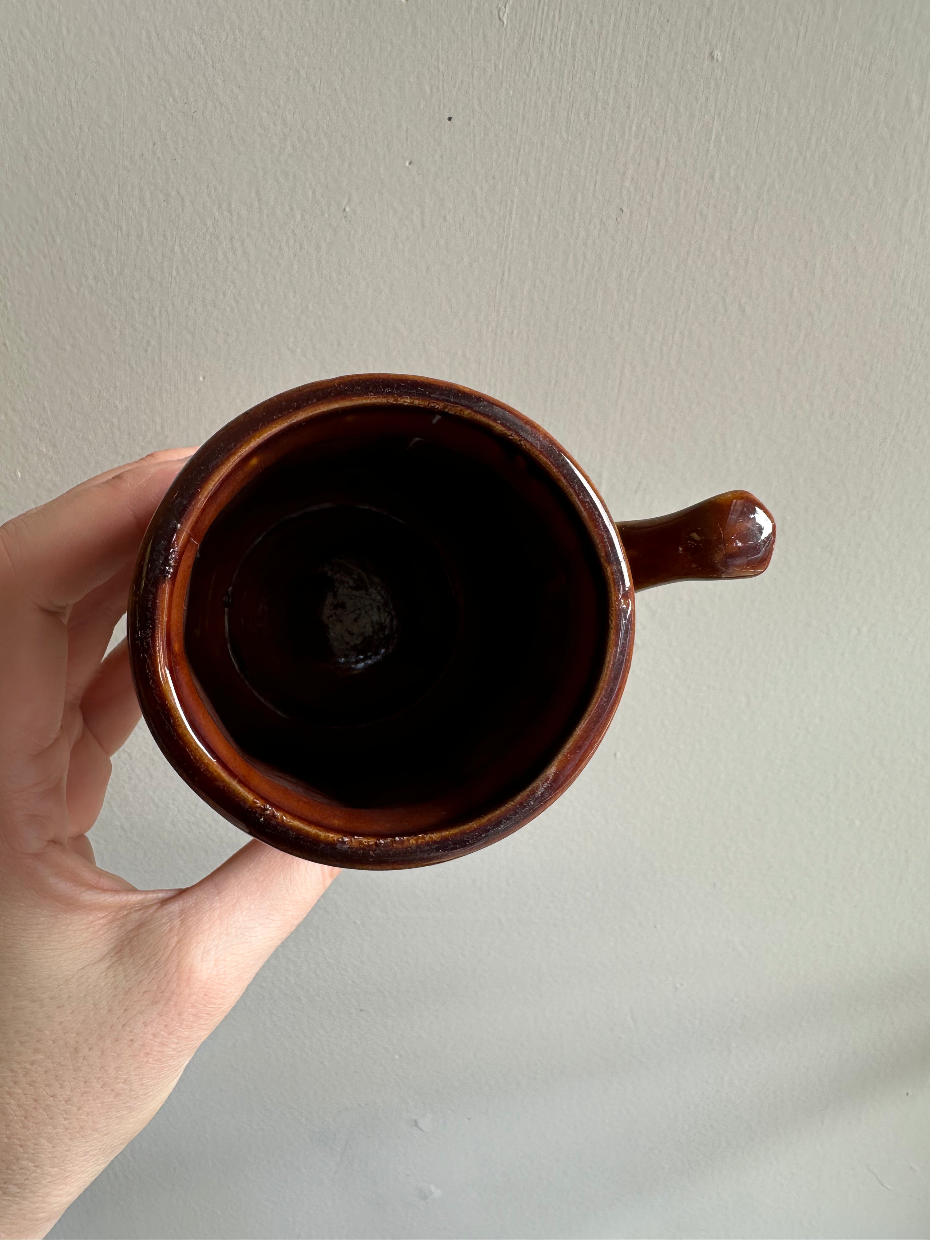 Vintage 70s Two Toned Ceramic Coffee Mugs Set of 2