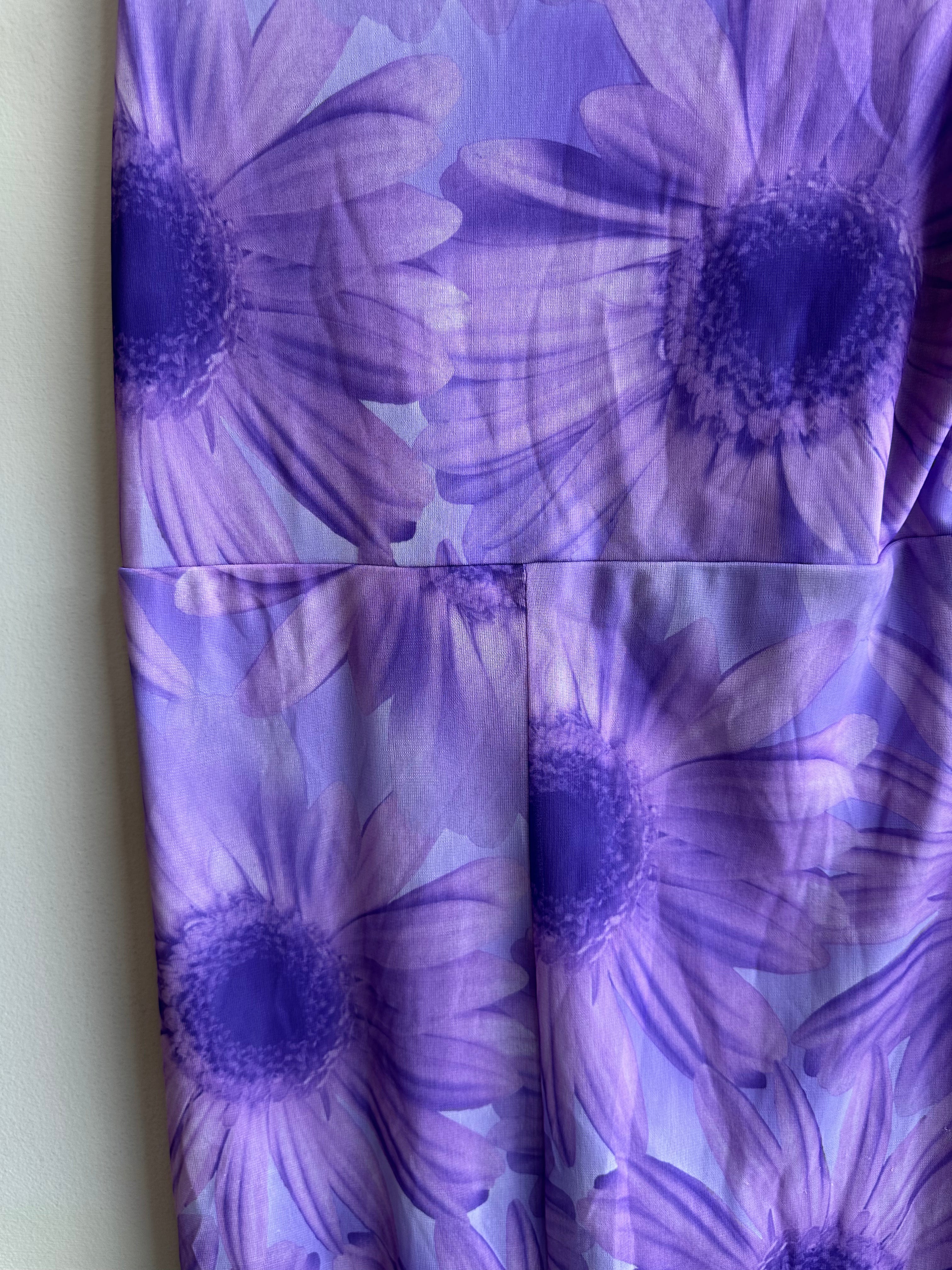 Vintage 90s Purple Floral Daisy Sleeveless Dress