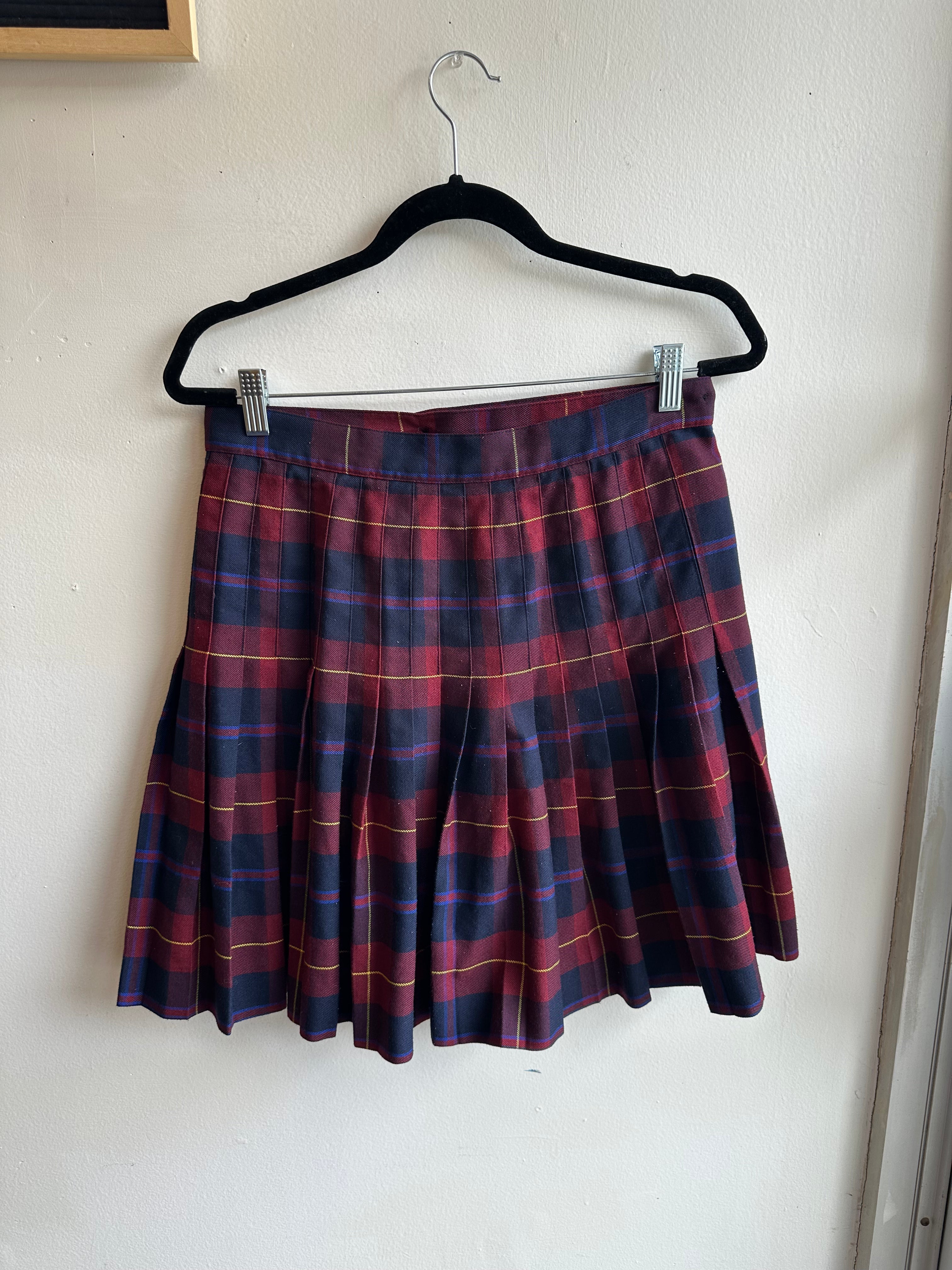 Vintage 80s Navy Red McCarthy Plaid Mini Skirt