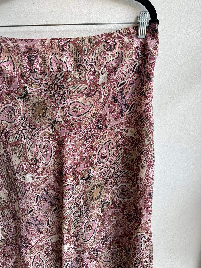 Vintage Y2K Light Sheer Pink Paisley Patterned Skirt