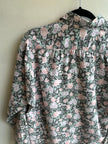 Vintage 80s Pastel Floral Cotton Button Up Long Sleeve Top