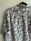 Vintage 80s Pastel Floral Cotton Button Up Long Sleeve Top