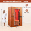 PREORDER SEPTEMBER 2026 - *NEW* 2026 Model-Premium Series-Costway 2-Person Dual Therapy Full Spectrum Infrared Sauna with Red Light Panel($900 Value), WiFi App Control, Chromotherapy & Bluetooth – Okoume Wood- Fully Loaded Indoor Spa