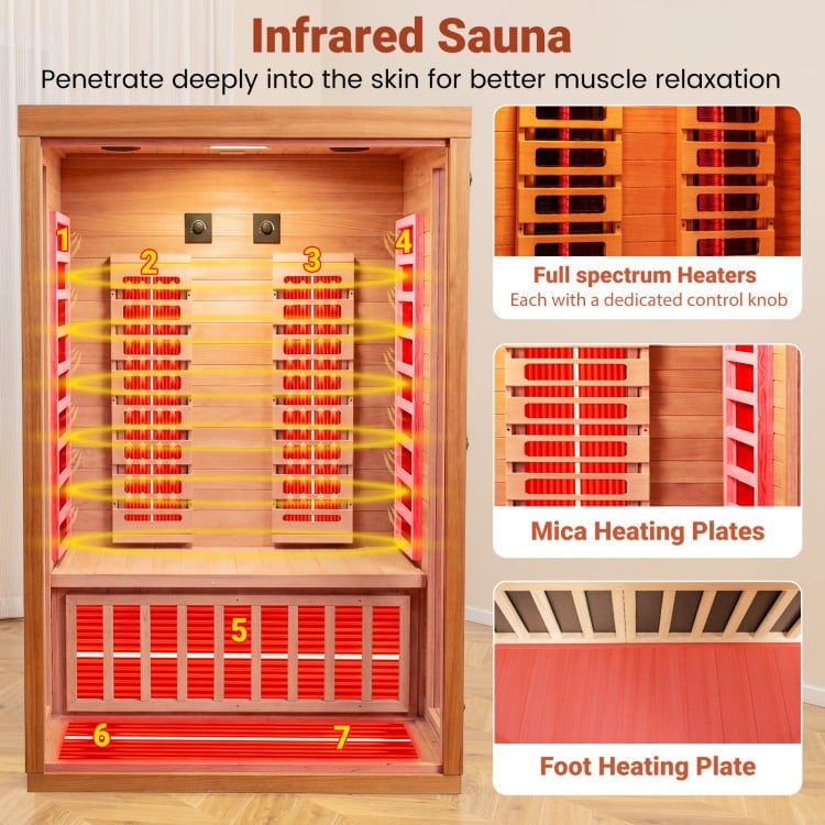 PREORDER SEPTEMBER 2026 - *NEW* 2026 Model-Premium Series-Costway 2-Person Dual Therapy Full Spectrum Infrared Sauna with Red Light Panel($900 Value), WiFi App Control, Chromotherapy & Bluetooth – Okoume Wood- Fully Loaded Indoor Spa
