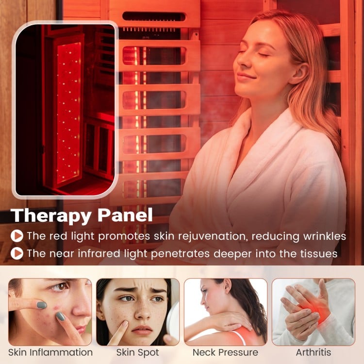 Costway 2026 Premium Series- 3-Person Full Spectrum Infrared Sauna — Okoume Wood • App Control • Red Light • Chromotherapy Fully Loaded 3D Heat