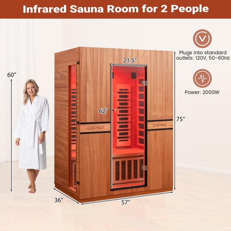 Costway 2026 Premium Series- 3-Person Full Spectrum Infrared Sauna — Okoume Wood • App Control • Red Light • Chromotherapy Fully Loaded 3D Heat
