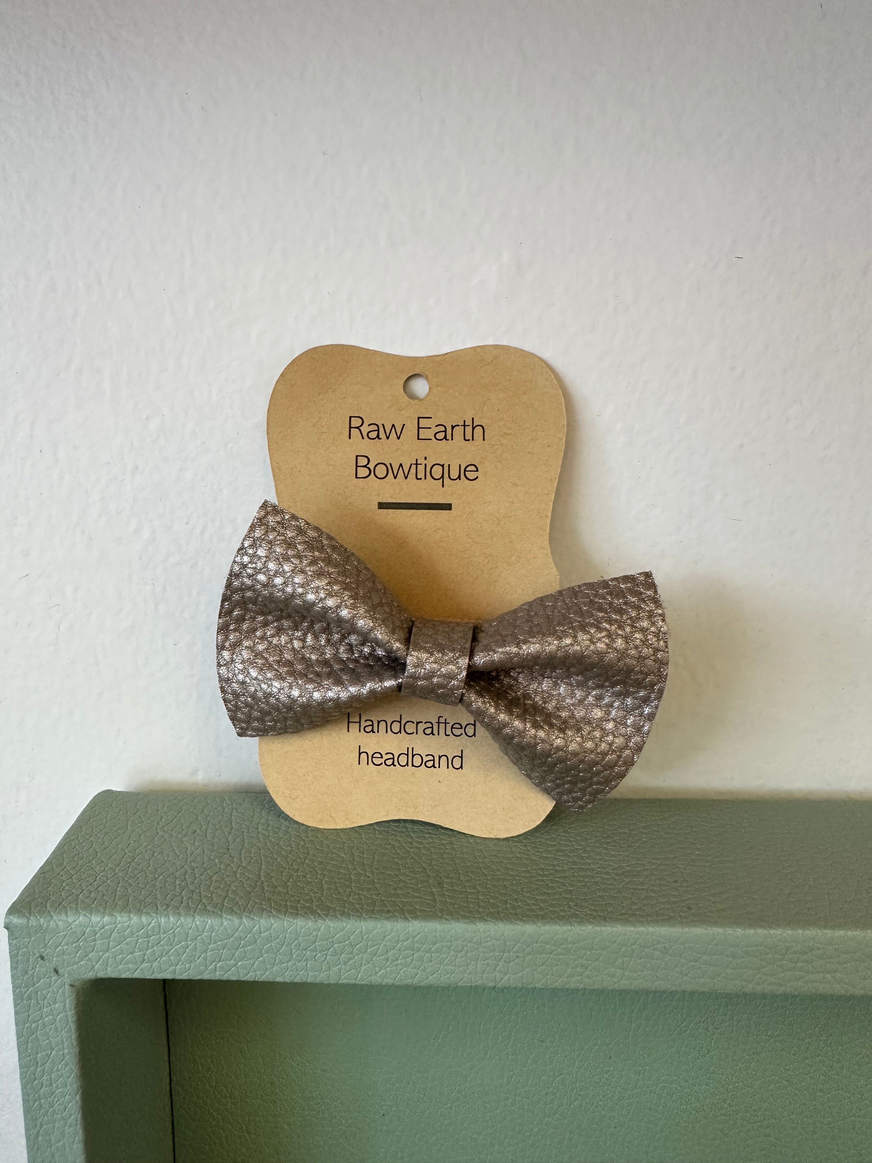 Raw Earth Taupe Baby Bow Headband