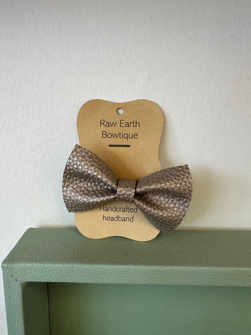 Raw Earth Taupe Baby Bow Headband
