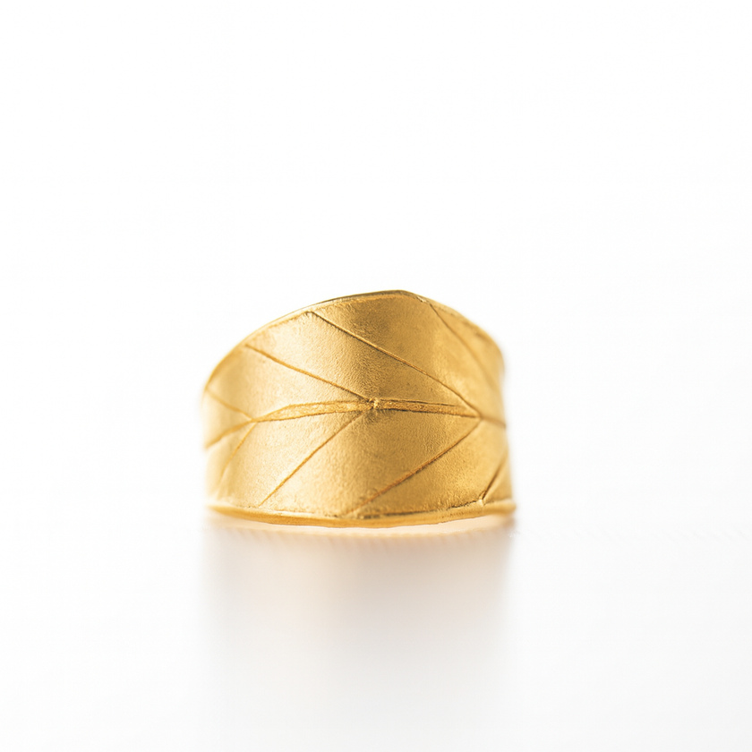 Blueberry Leaf Wraparound Ring | Handmade Sterling Silver & Gold | Unique Leaf Design