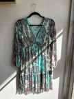 Kate + Lily Teal Paisley Boho Dress