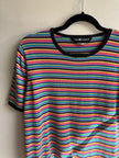 Vintage 90s Striped Colourful Knit T-Shirt | Size Medium