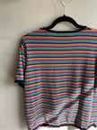 Vintage 90s Striped Colourful Knit T-Shirt | Size Medium