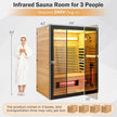 (Open Box) Top Seller-2025 Model-Costway- Premium 3-4 Person Full Spectrum Sauna With Red Light And Himalayan Salt Bar- Fully Loaded-App Controlled-Low EMF