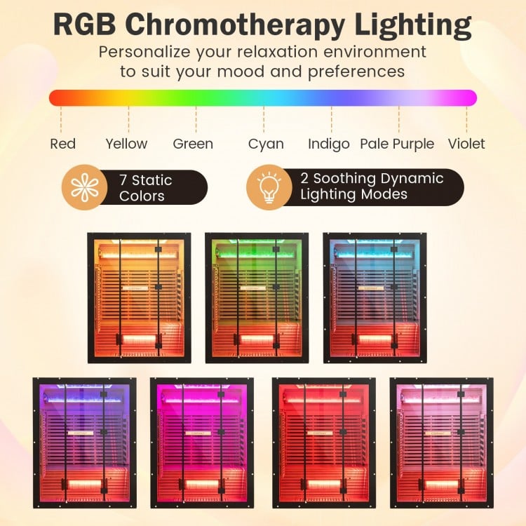 Mega Sale-2025 Model-Costway- Premium 3-4 Person Full Spectrum Sauna With $2000 Red Light Panel And Himalayan Salt Bar- Fully Loaded-App Controlled-Low EMF