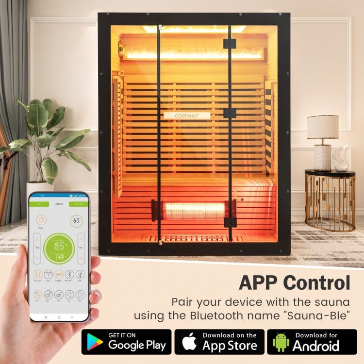 Mega Sale-2025 Model-Costway- Premium 3-4 Person Full Spectrum Sauna With $2000 Red Light Panel And Himalayan Salt Bar- Fully Loaded-App Controlled-Low EMF
