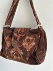 Vintage Y2K Chocolate Velvet Cowgirl Shoulder Bag Purse