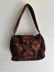 Vintage Y2K Chocolate Velvet Cowgirl Shoulder Bag Purse