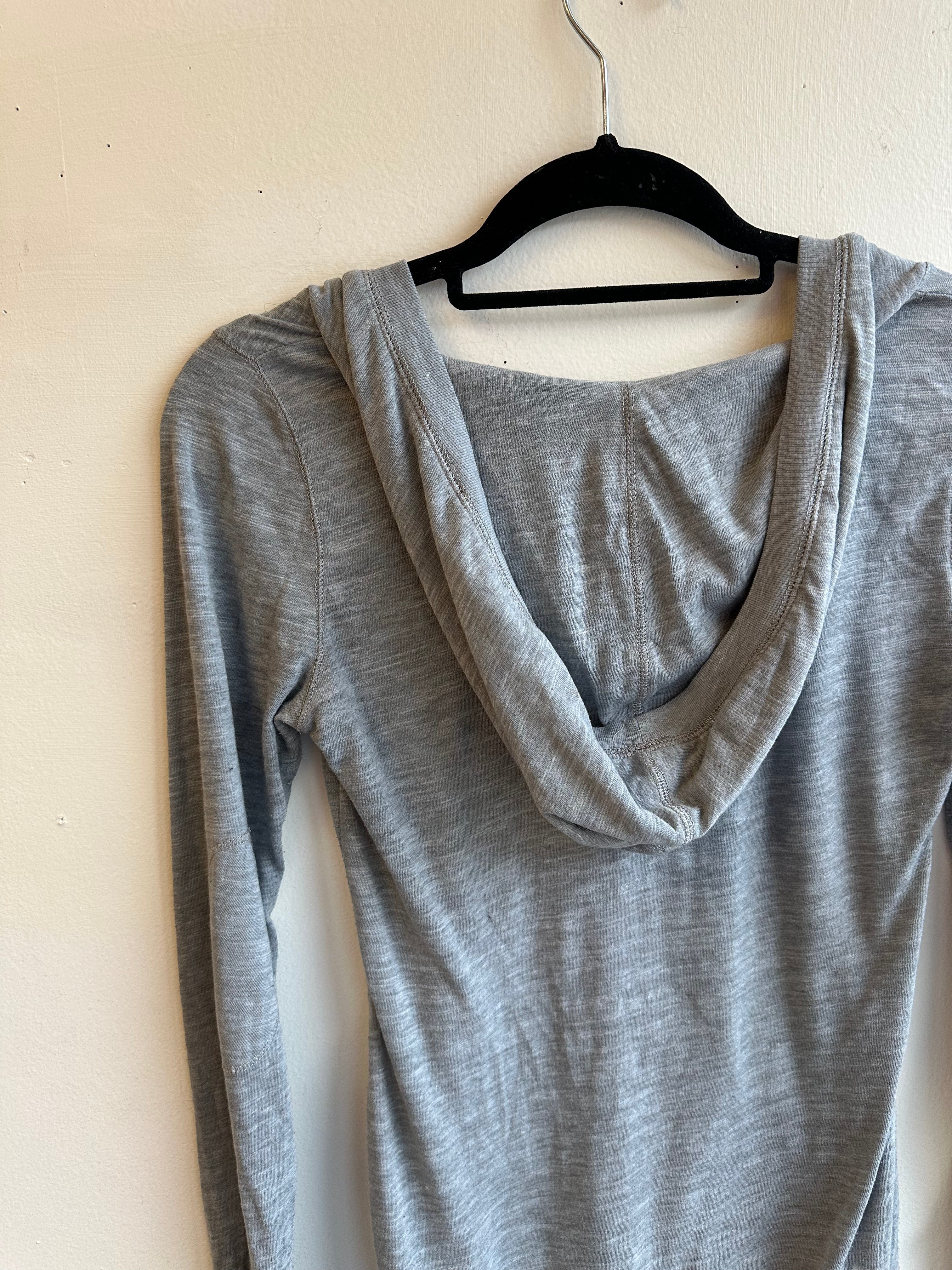 Moonrise Hand Stamped Grey Hooded Long Sleeve | Size small